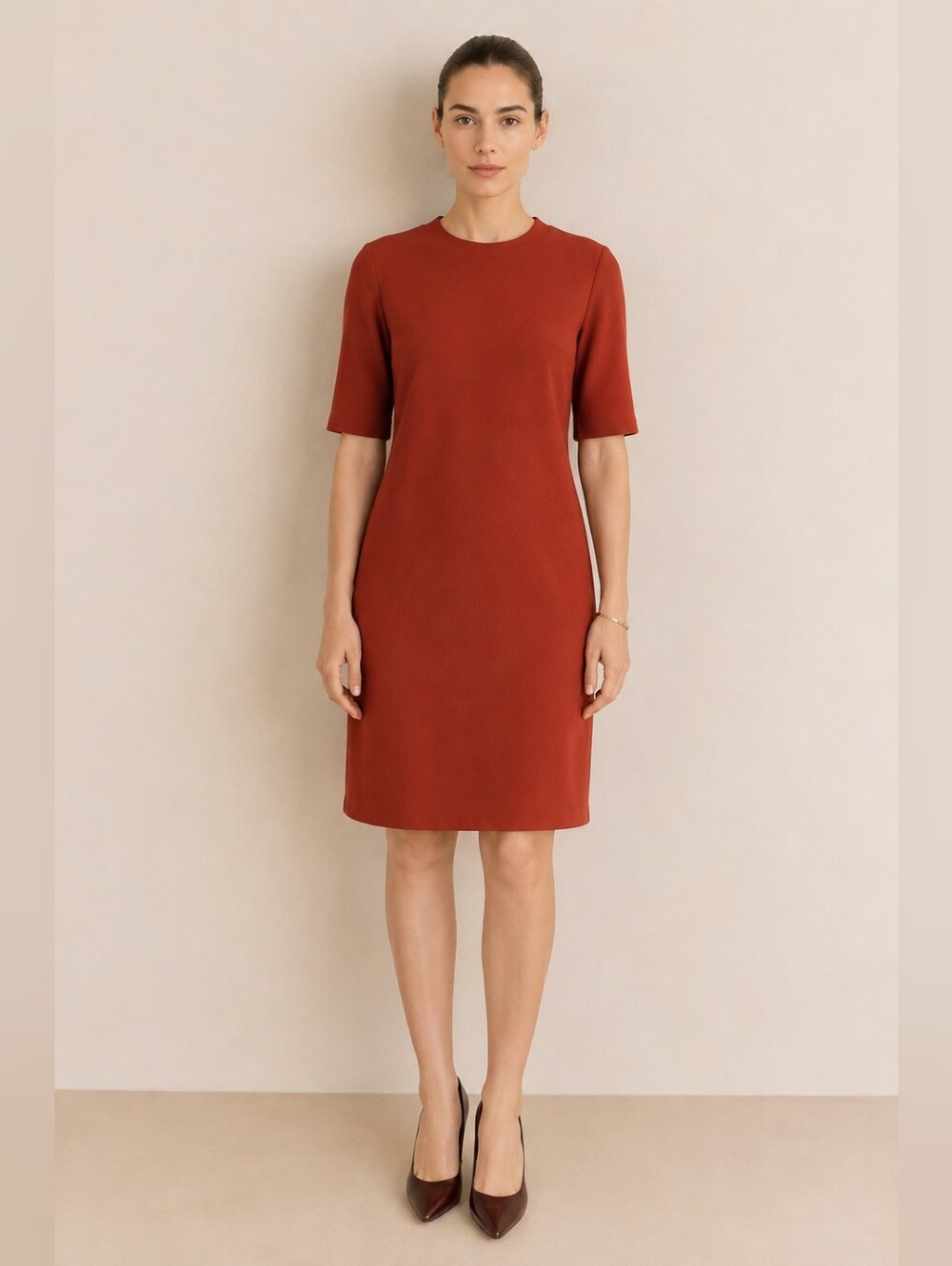 Women's Size 2X Shift Dress Retro Style Dark Orange